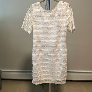 White Lace Shift Dress - Classic Short Sleeve